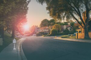 sunrise on a neighborhood